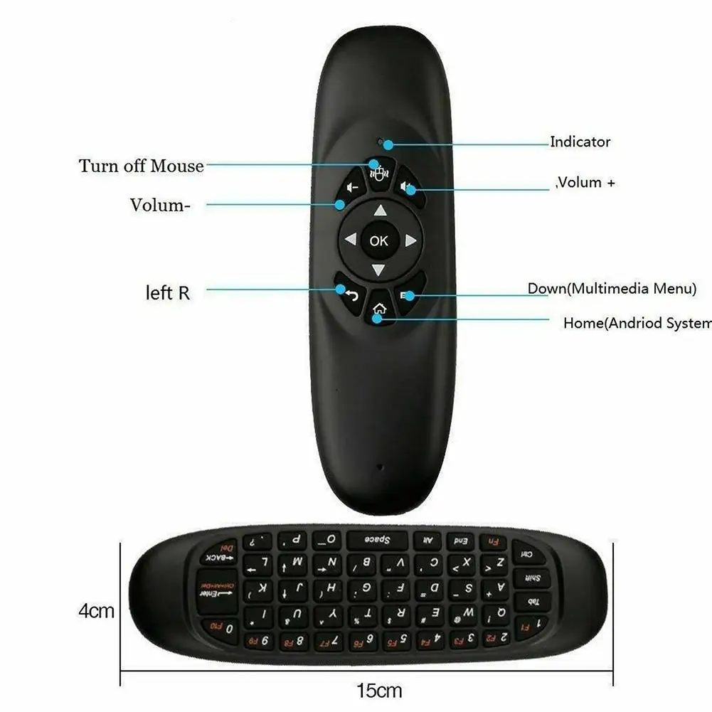 C120 2.4G Mini Wireless Gyroscope Air Fly Mouse Remote Control G64 Rechargeable Keyboard Mouse For Android TV Box PC Accessory