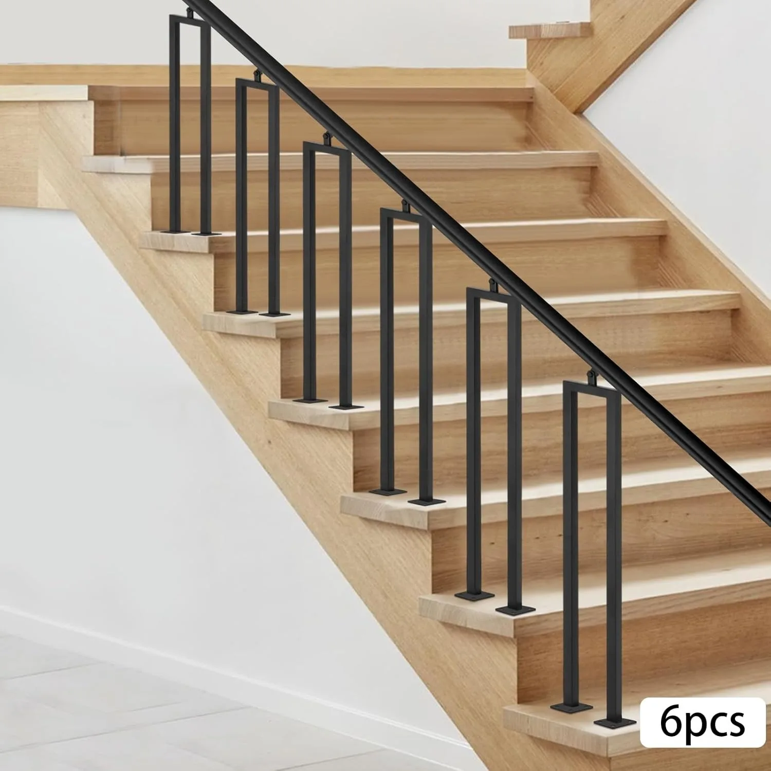 6Pcs U Shape Stair Balusters, 36'' Stair Handrails U Shaped Hand Rails Metal Staircase Handrail Railing Baluster for Stairs Hand