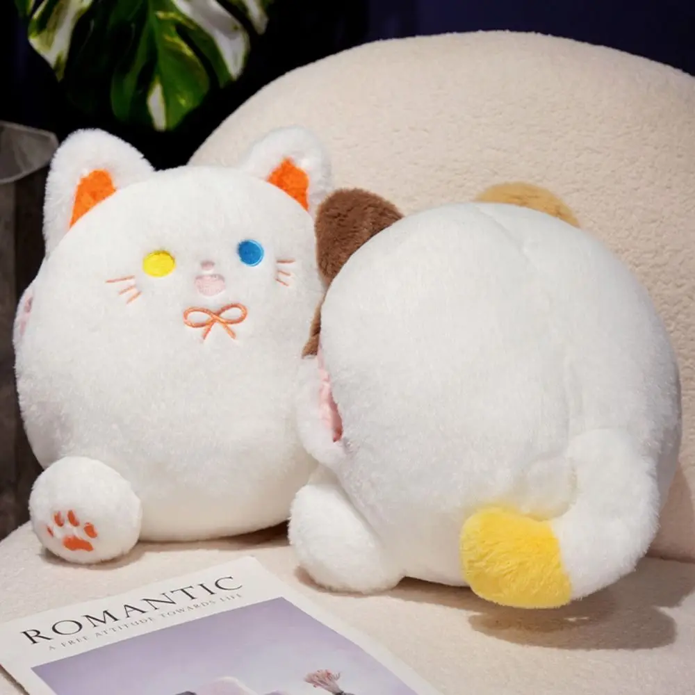 

Sofa Pillow PP Cotton Calico Cat Toys with Hand Pocket Plump White Cat Pillow Smile Funny Black Cat Doll Birthday Christmas