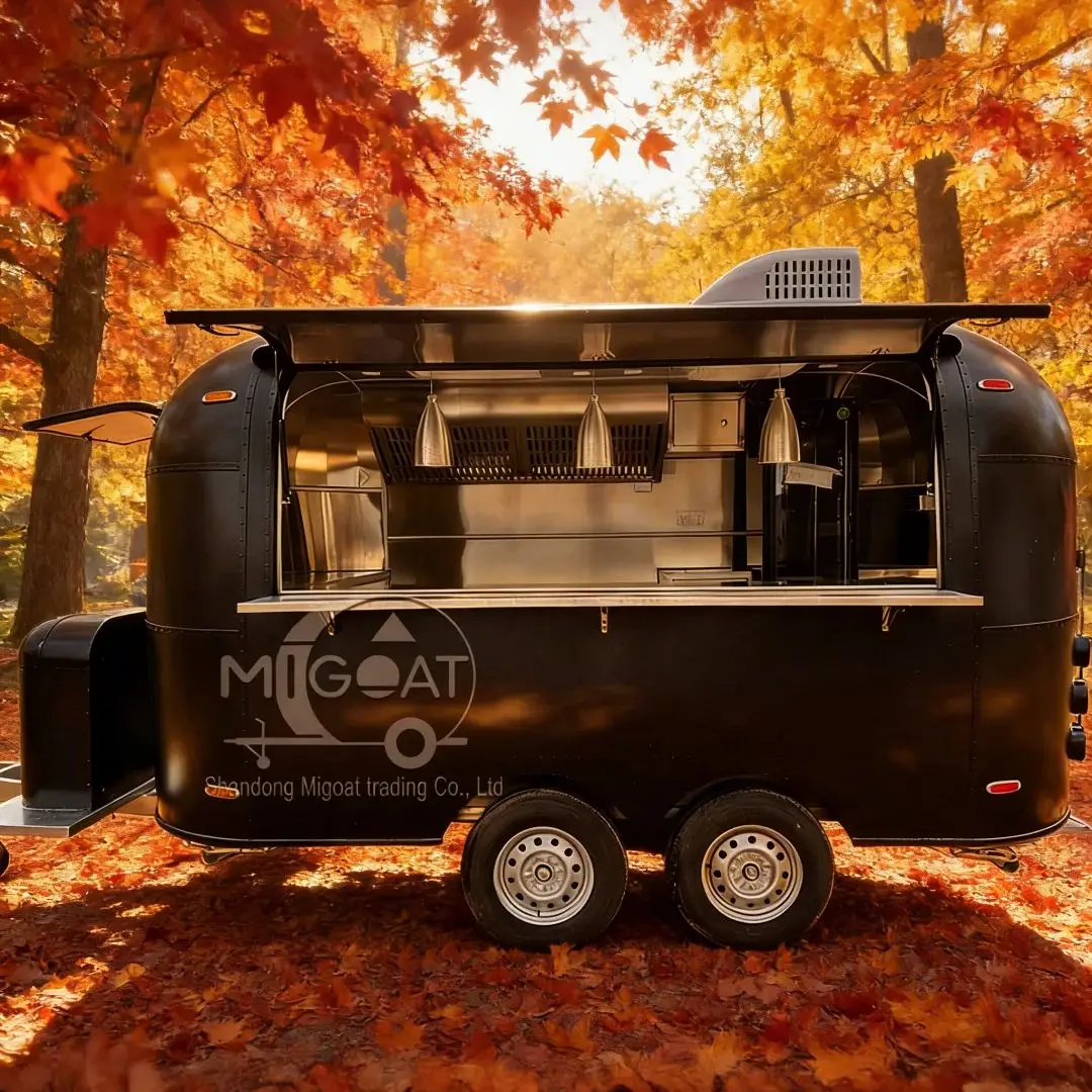 Customized Stainless Steel Food Concession Trailer Mobile Kitchen Cart for Hot Dog BBQ Ice Cream - Street Food Vending Truck