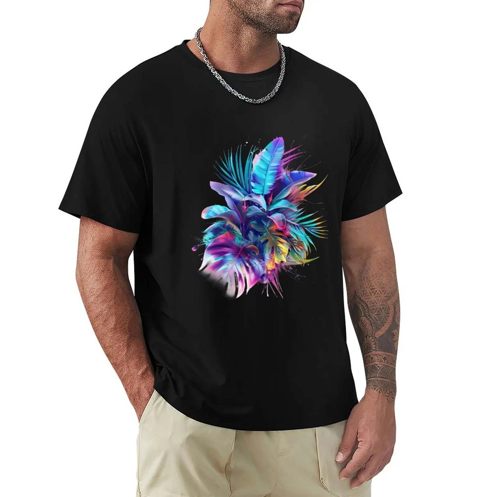 Cosmic Botanical Symphony T-Shirt Everyday Wear Basic Short Sleeve Top