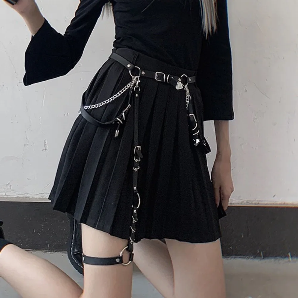 

Leg Accessories Metal Skirt Belt Hip Hop Punk Waist Chain Heart Shoulder Strap JK Leg Loop Girls