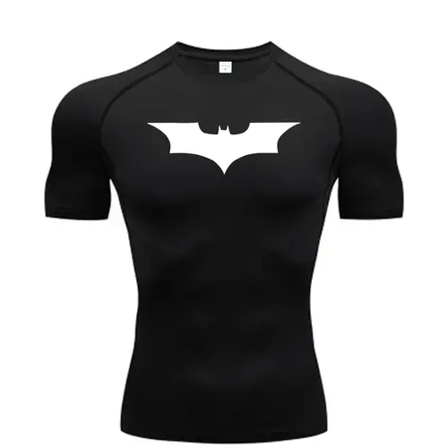 Bat Printed Men's Tight T-Shirt Running Compression Compression T Shirt Gym Fitness Jogging Short Sleeve Male Casual Shirt Tops - Image 11