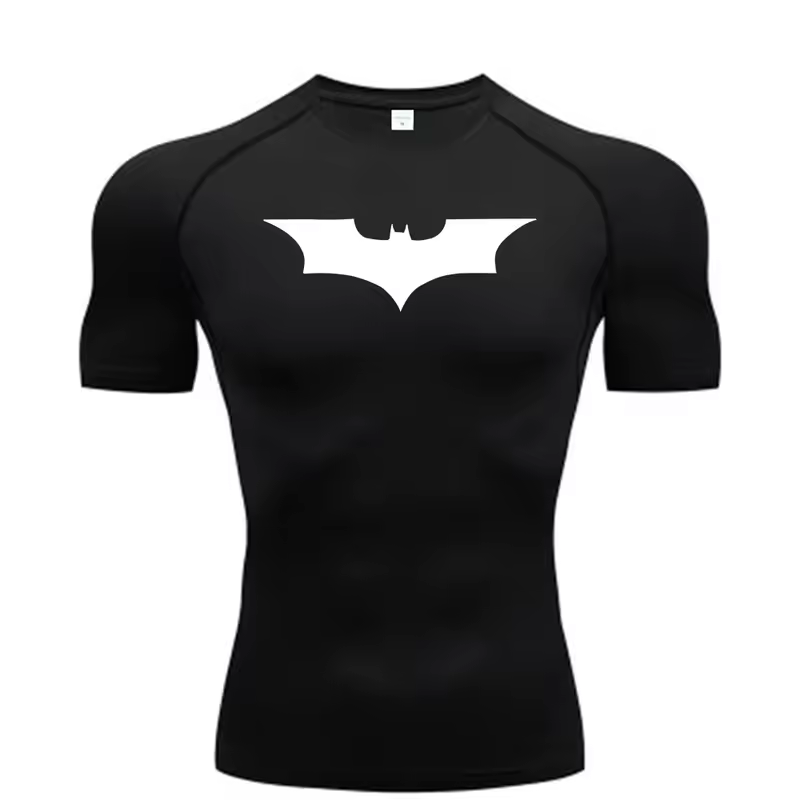 Bat Printed Men's Tight T-Shirt Running Compression Compression T Shirt Gym Fitness Jogging Short Sleeve Male Casual Shirt Tops - Image 11
