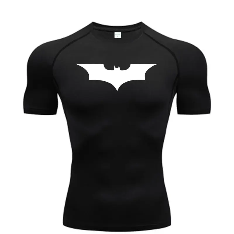 Bat Printed Men's Tight T-Shirt Running Compression Compression T Shirt Gym Fitness Jogging Short Sleeve Male Casual Shirt Tops - Image 11