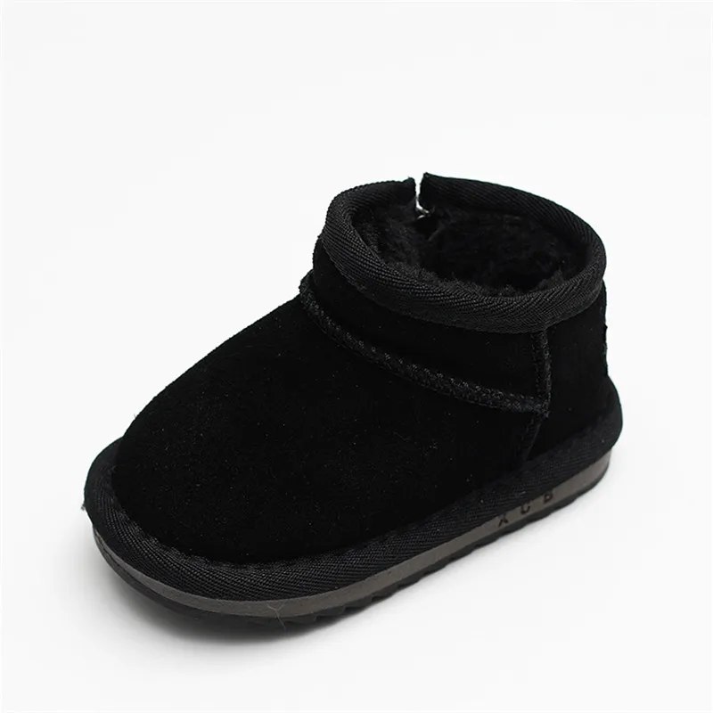 Children Winter Suede Upper Boots Baby Warm Soft Toddler Snow Boots Boys And Girls Fashion Quality Cotton Shoes With Thick Fur