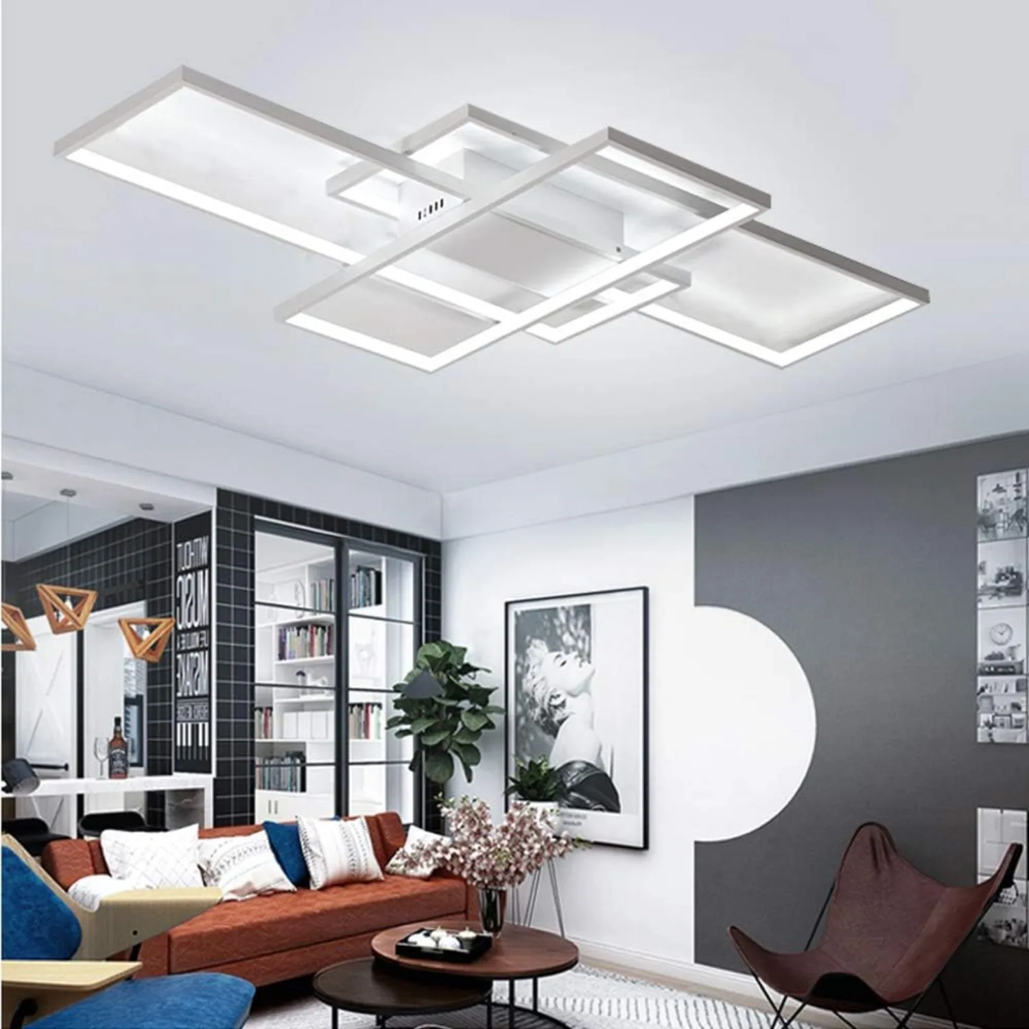 

Modern Led Ceiling Lights Fixture, 80W Led White Light Square Acrylic Flush Mount Ceiling Light Fixtures for Bedroom Study Kitchen