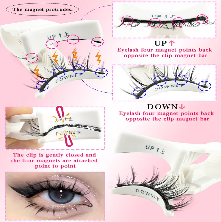XIHoGalore Natural 3D Mink Magnetic Eyelashes 1Pair Glue Free Reusable 2025 New Kit For Sensitive Eyes Friendly Magnet