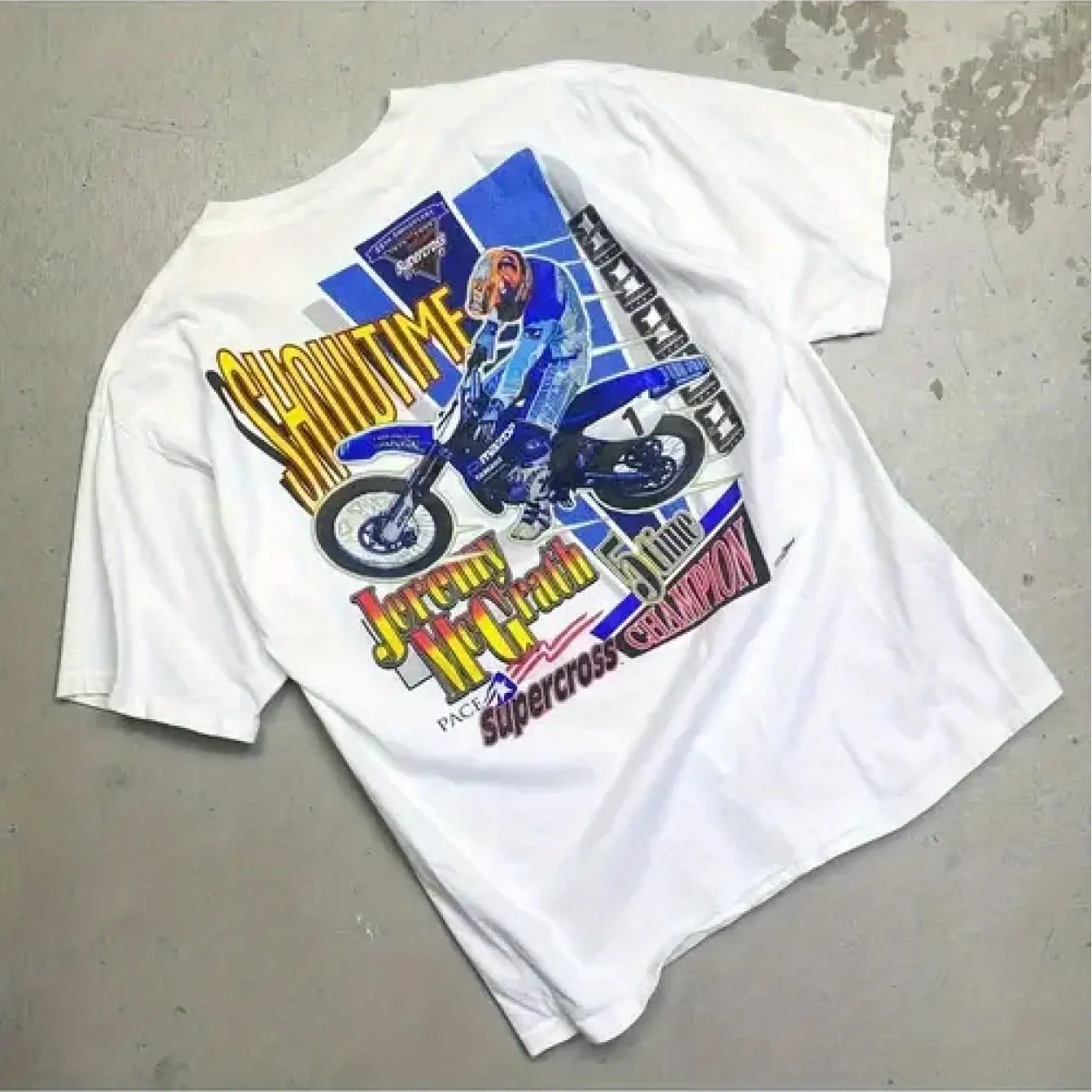 

Men'S Vintage 1999 Motocross Graphic T-Shirt Casual White Short Sleeve Stretch Fabric Loose Fit for Outdoor Activities