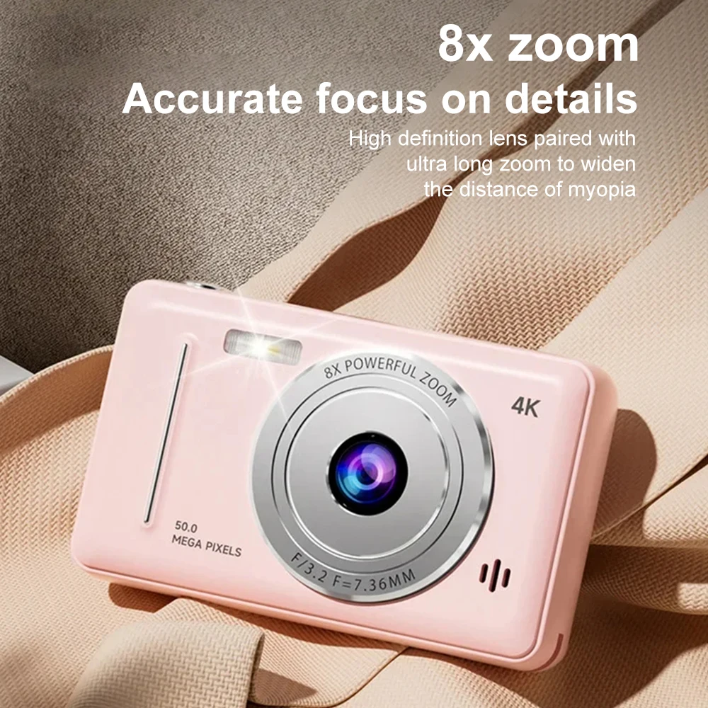 4K Digitalkamera IPS HD 50MP CCD-Kamera 2,4" Autofokus Vlogging Studenten-Camcorder 8X Dual-Kamera und LED-Blitz Video-Foto-Aufnahme – Detail 10