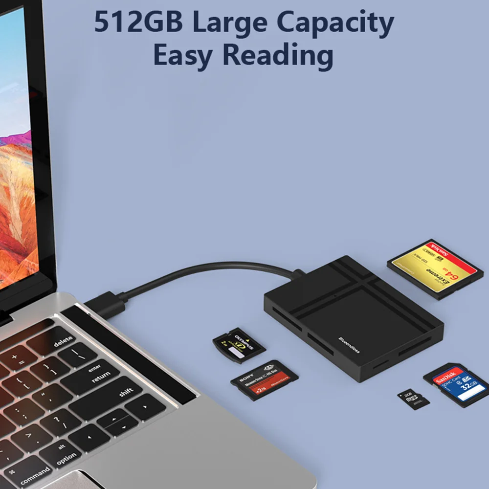 قارئ بطاقات 5 في 1 USB 3.0/USB-C إلى CF/SD/TF/MS/XD OTG محول قارئ البطاقات الذكية متعدد الوظائف لهاتف iPhone17 16 iPad Android #4