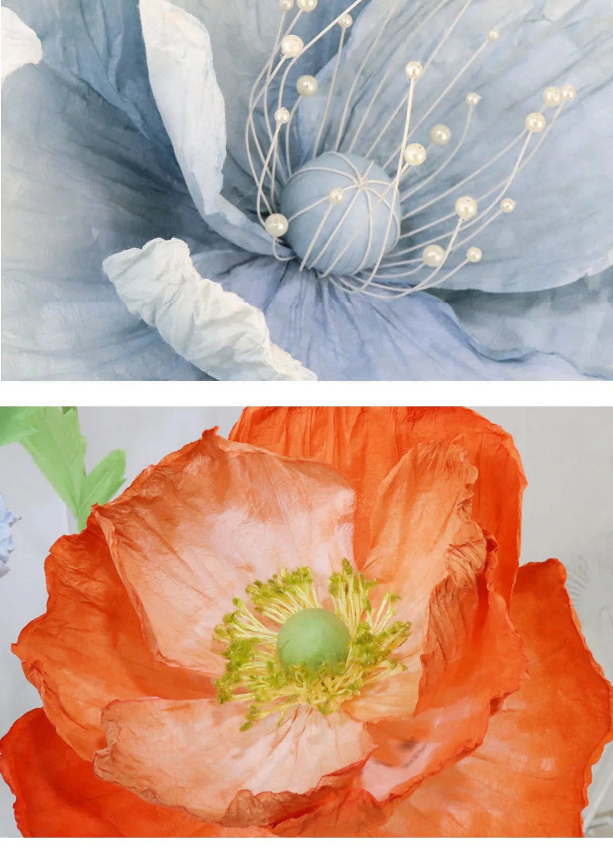 Große Mohnblumen aus Papier für Hochzeitsdekoration, Wegweiser, Mohnblumenständer, Geburtstagsparty-Hintergrund, Dekoration, Ornamente, Bühnen- und Schaufenstergestaltung – Detail 6