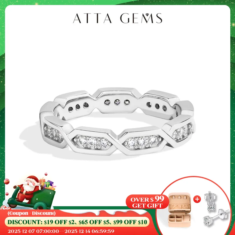 

ATTAGEMS New Original Moissanite Eternal Ring forWomen Men 925 Sterling Silver White Gold Engagement Rings Jewelry Free Shipping
