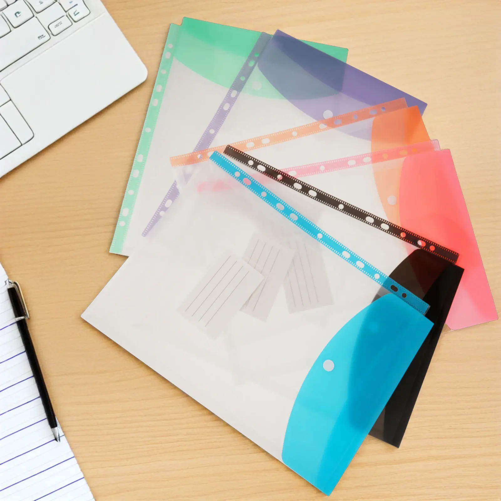 

Набор из 6 водонепроницаемых расширяемых пластиковых папок-конвертов на 11 отверстий с защелкой и прозрачными карманами для этикеток, органайзер для офиса и школы