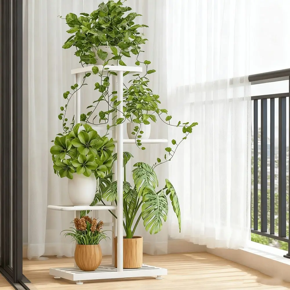 

FourTier Plant Stand Indoor Outdoor MultiPot Display Rack Ideal For Garden Corners, Balconies, And Living Rooms 4 Tiers, 5 Pots