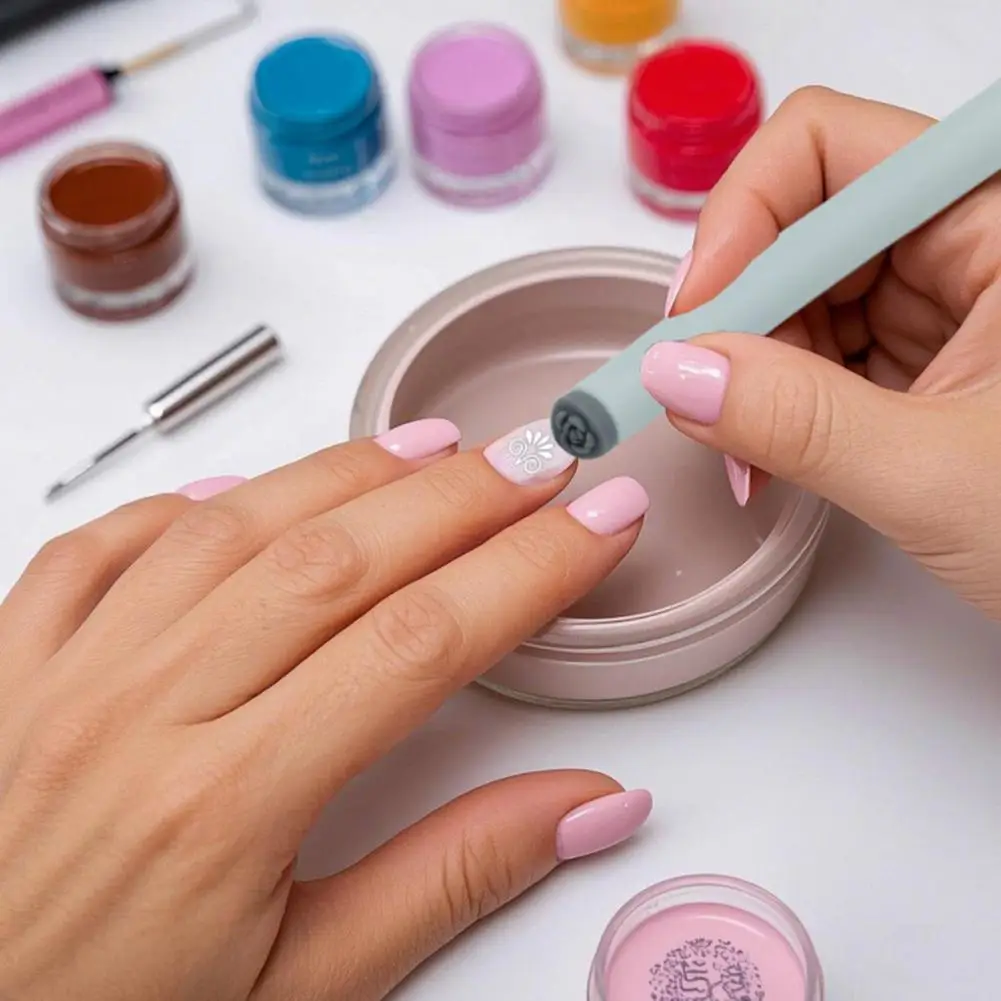 1 Set Nail Stamp Pens with Interchangeable Heads Nail Art Stamper Tools with 36/48 Patterns DIY Manicure Design Stamping Pen