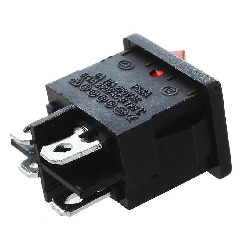 ●3pcs Red Light 4 Pin DPST ON-OFF Snap in Boat Rocker Switch 6A/250V 10A/125V AC