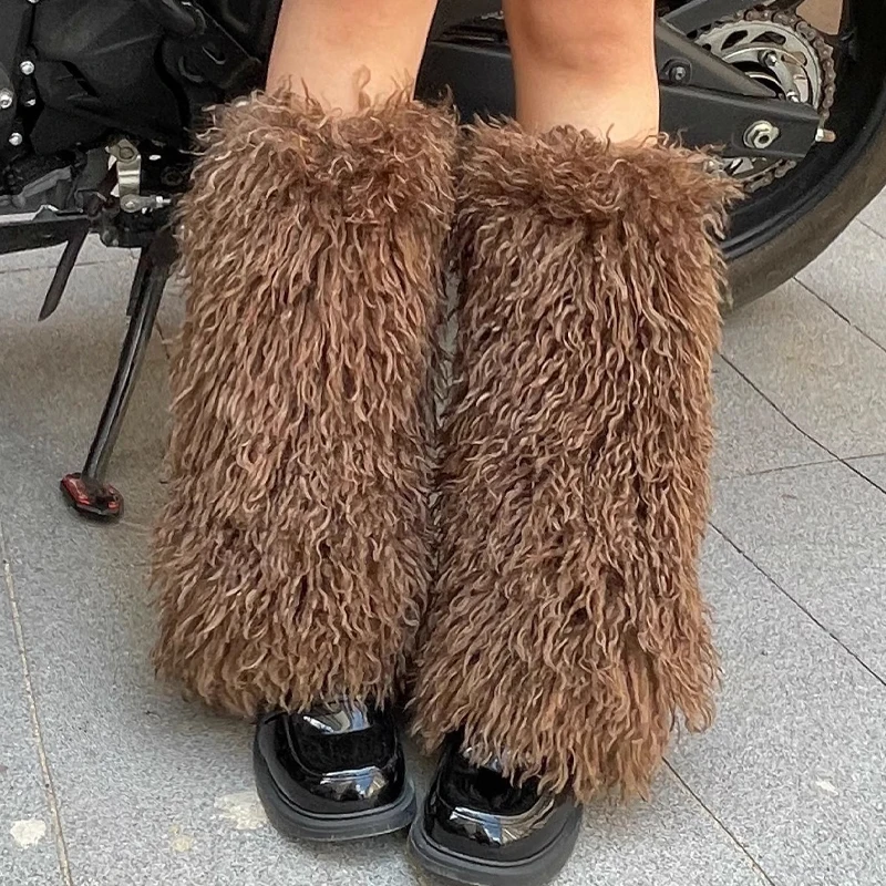 

Комплект с плюшевыми ножками 20/40 см, осенне-зимний комплект в стиле ретро, современный пикантный комплект Y2ky, субкультура, модные утолщенные и узкие носки из искусственного меха