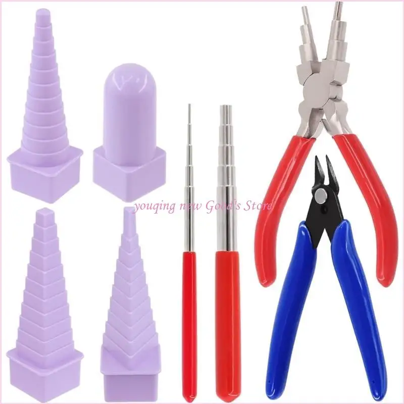 

57QA Bail Making Pliers 6 Steps with 2pcs Wire Looping Tool Set & Jewelry Pliers