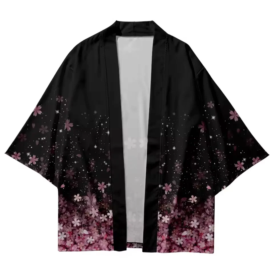 Japanese Traditional Cardigan Robe Men and Women Harajuku Blossom Print Kimono Cosplay Women Beach Haori Yukata Kimono