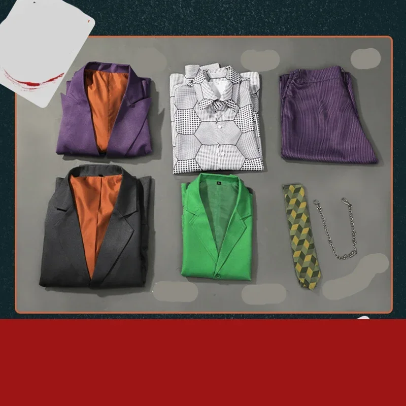 Ee01 coringa heath ledger cosplay traje palhaço noite escura coringa terno festa uniformes de halloween definir roupas completas io0!