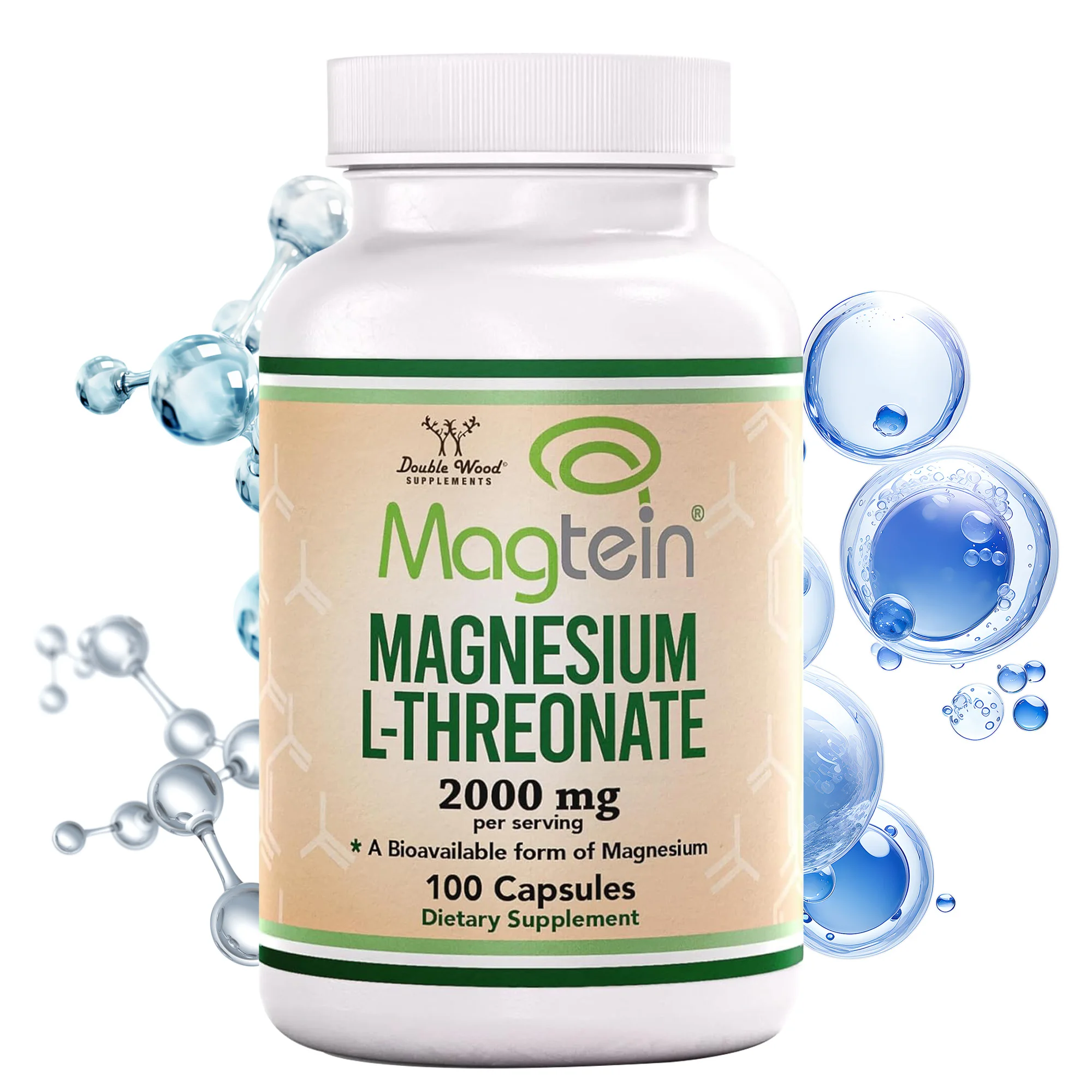 Magnesium L Threonate - Enhance Memory, Concentration and Cognitive Abilities, Quicken Thinking and Help with Nighttime Sleep