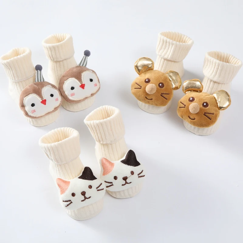 Baby Soft Floor Socks Winter Newborn Cute 3D Cartoon Socks Thick Warm Anti Slip Stocking Toddler Kids Soft Cotton Foot Warmers