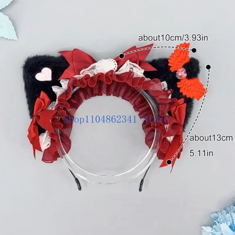 5asd هريرة أنيمي خوذة للحزب مرحلة عيد ميلاد الوجه غسل ​​العصابات مرحلة القطط الأذن الجناح أغطية الرأس صور الدعائم