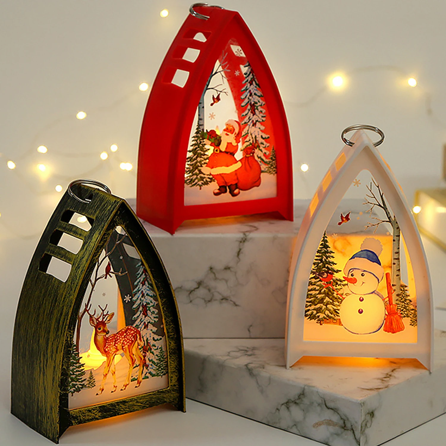 LED Christmas Decoration, Retro Christmas Candle Holder Lamp, Electronic Candle Light, Christmas and New Year Gifts