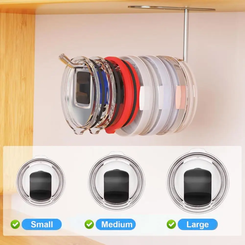 Lid Hanger Organizer Kitchen Cabinet Tumbler Lid Organizer Set with Under-cabinet Mount Anti-drop Design Clutter-free for Cups