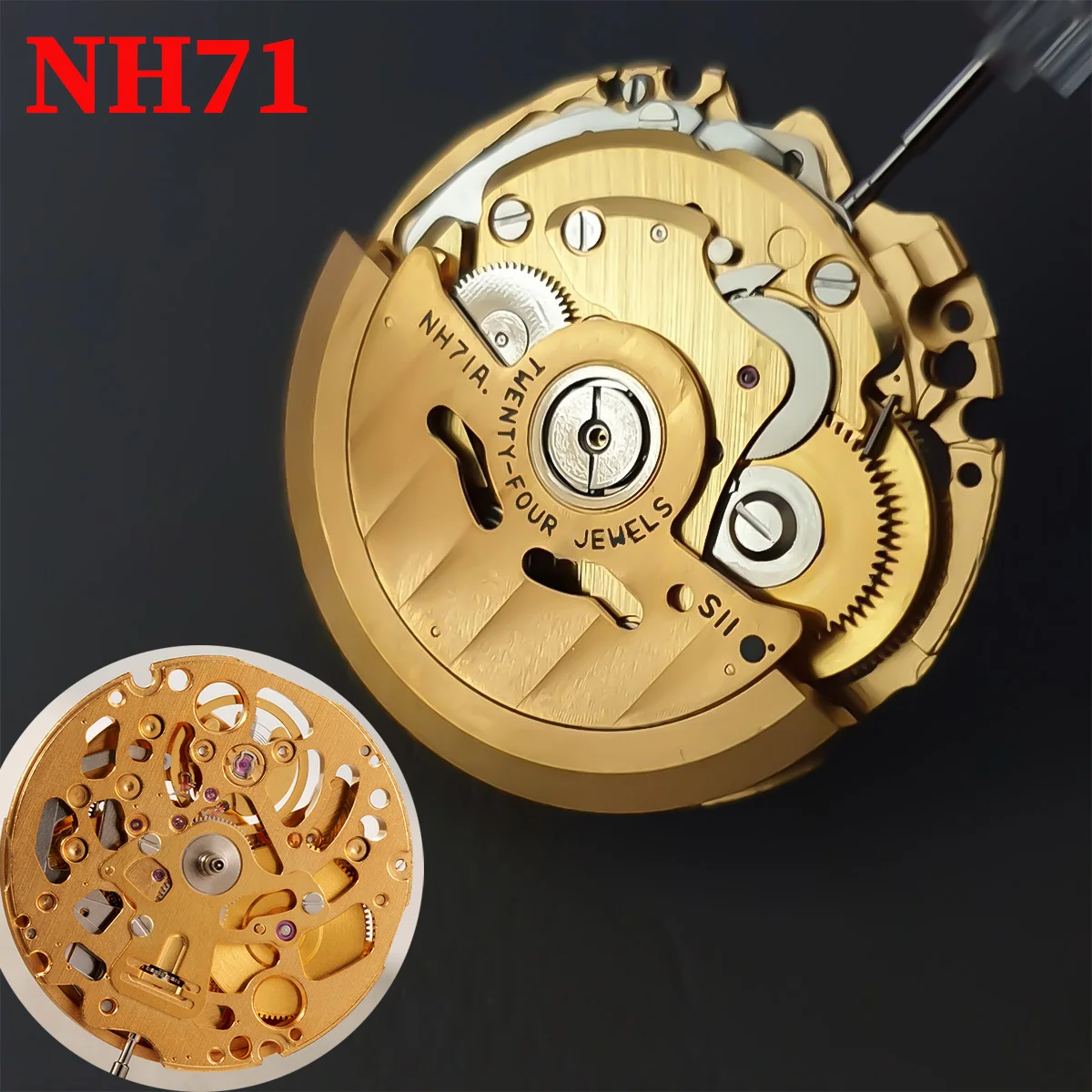

Genuine Gold NH71 NH71A Automatic Mechanical Movement 24 Jewels High Accuracy Skeleton NH71 Mechanism Modification Parts