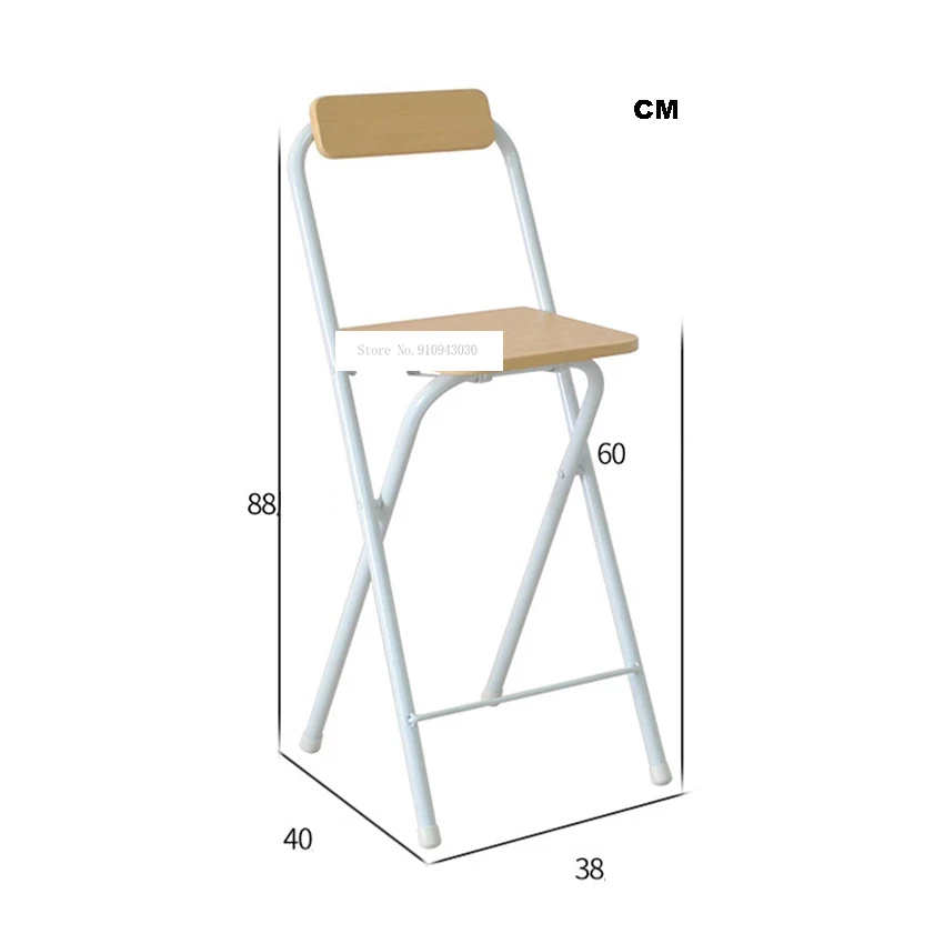 0059A Folding Tall Stool Living Room Creative Wood High Stool Portable Household Bar Backrest Chair High Foot Leisure Chair