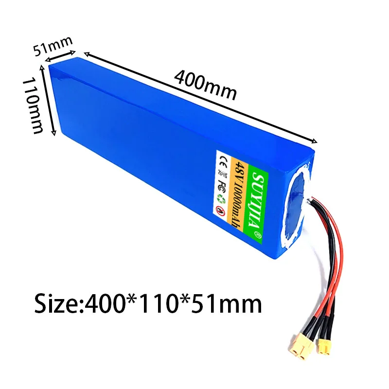 48V 10000mAh Rechargeable Li-ion Battery 13S4P High Capacity Electric Scooter with BMS Intelligent Protection Backup Power Suppl