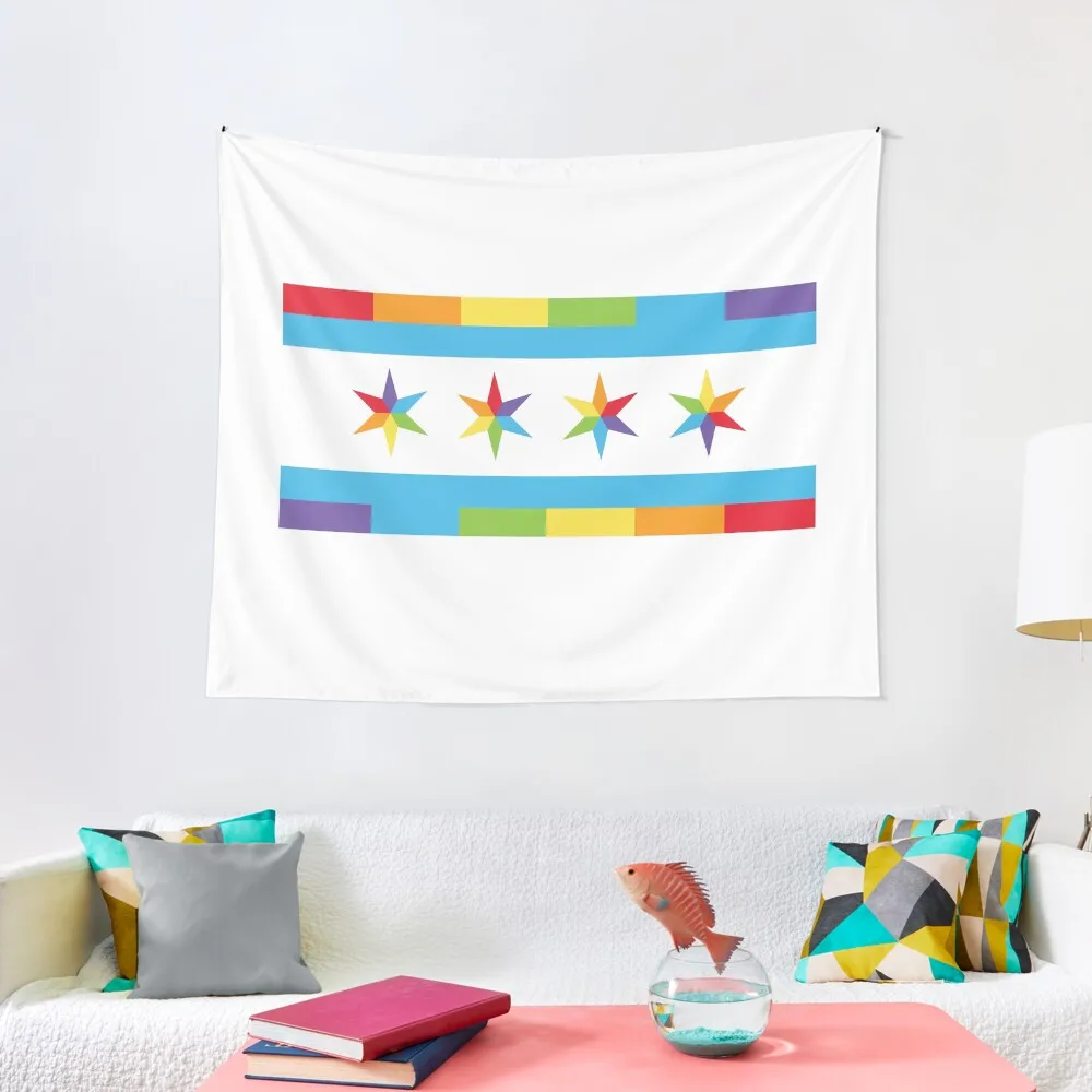 

Chicago Pride Flag Tapestry Wallpaper Bedrooms Decorations Aesthetic Room Decoration Tapestry