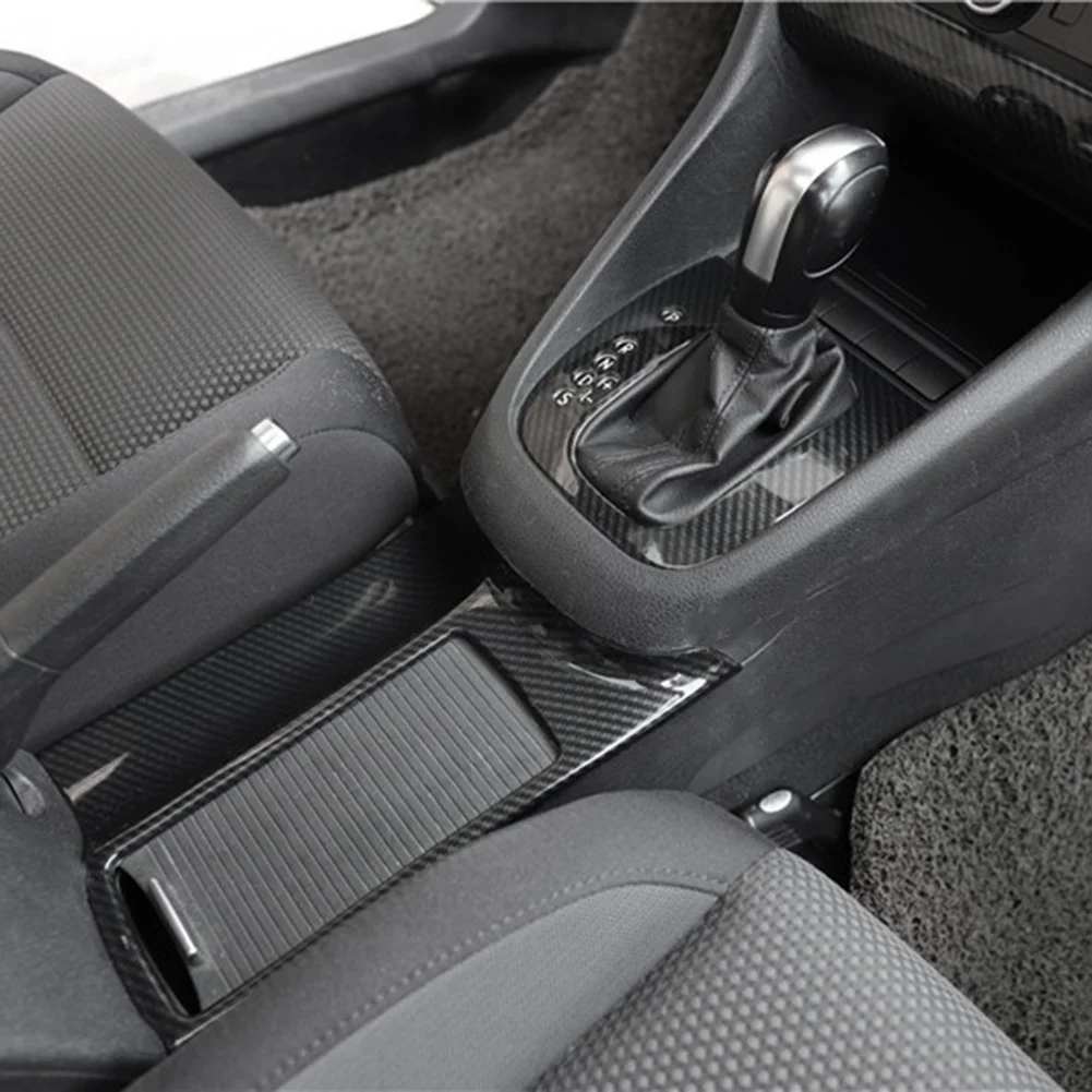 

A30F-Carbon Fiber Car Central Control Water Cup Holder Cover Panel Trim For Golf 6 MK6 2008-2012