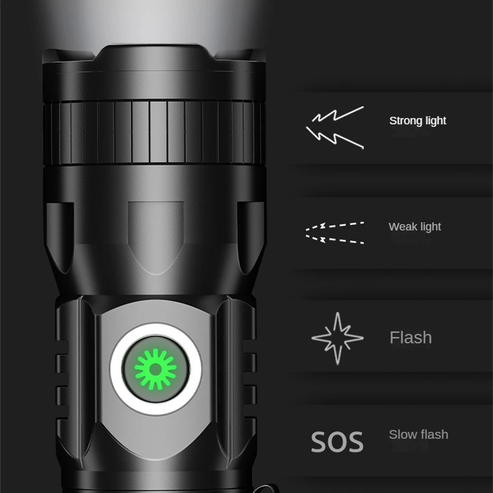 Мини-светодиодный перезаряжаемый фонарик из алюминиевого сплава, фонарик с зарядкой через USB, портативный фонарик с зарядкой через USB