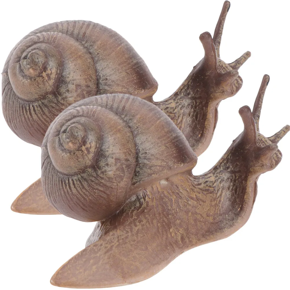 

2Pcs Simulation Snail Decorative Animal Figures Realistic Plastic Snail Sculpture Kids Educational Garden Desktop Ornament