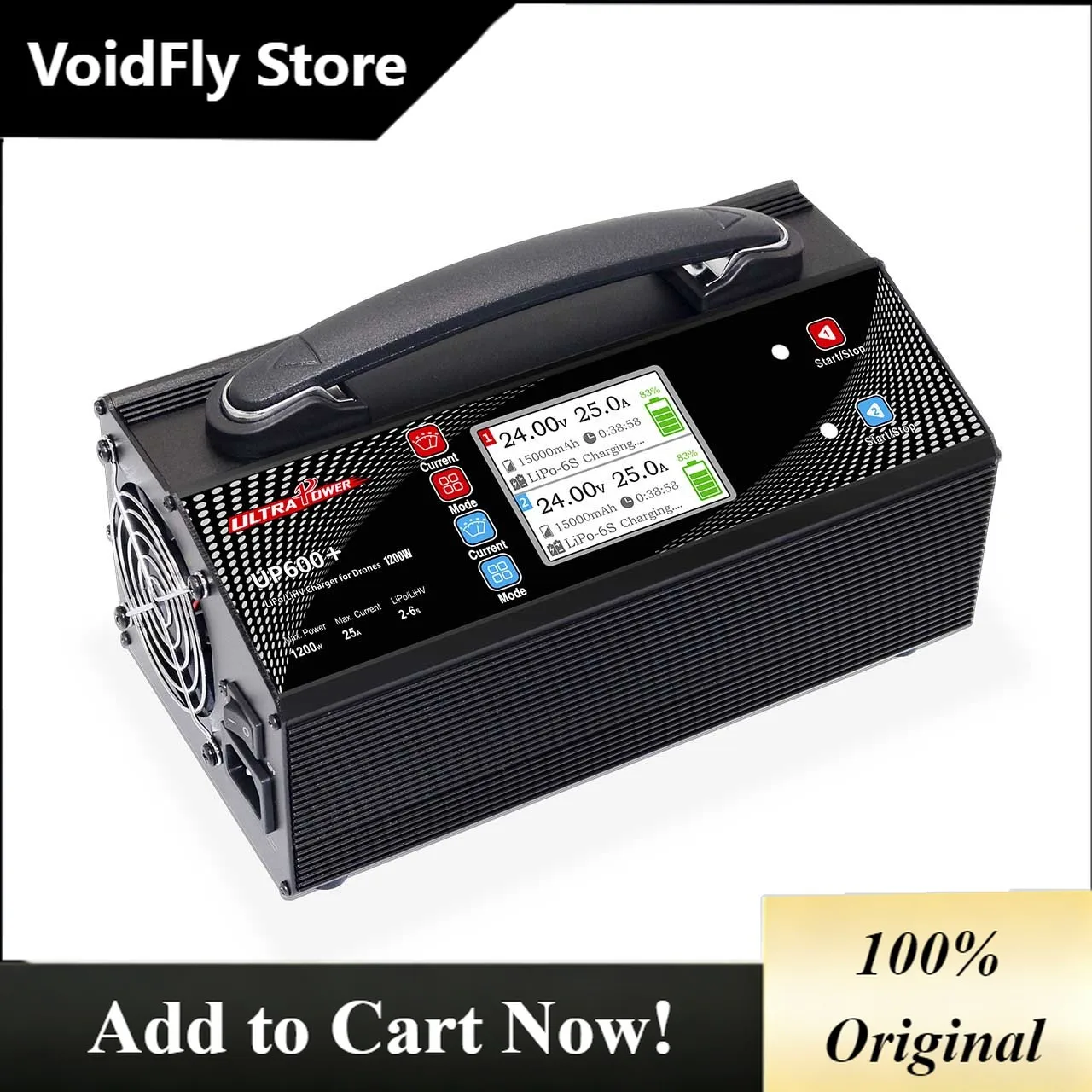 VoidFly Ultra Power UP600+/UP600AC DUO Dual Channels 2-6S 2x600W 25A LiPo LiHV Charger For RC Model UAV Agriculture Sprayer Dron