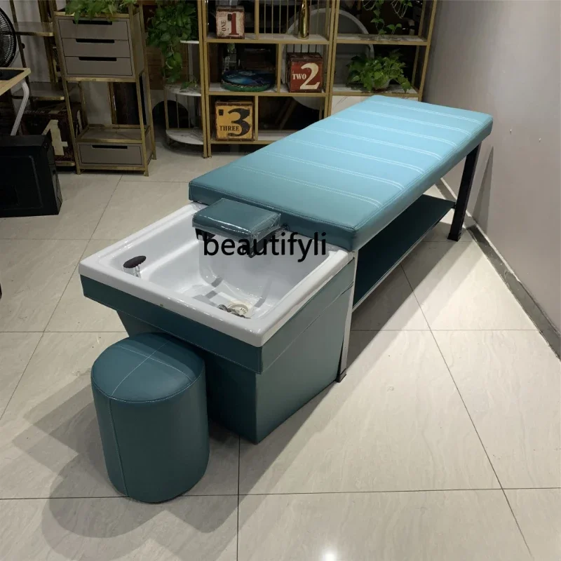 

smt03 Shampoo Chair Barber Shop Spa Fumigation Shampoo Chair Lying Completely Massage Flushing Bed for Hair Salon
