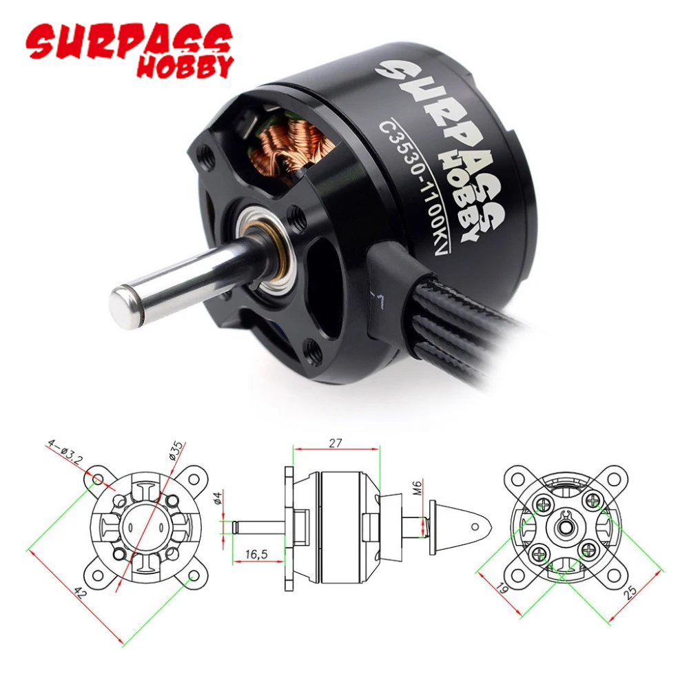 Surpass Hobby C3530 1100KV 1400KV 1700KV 14Poles Outrunner Brushless Motor RC Airplane Fixed-wing Aircraft Multicopters Toys