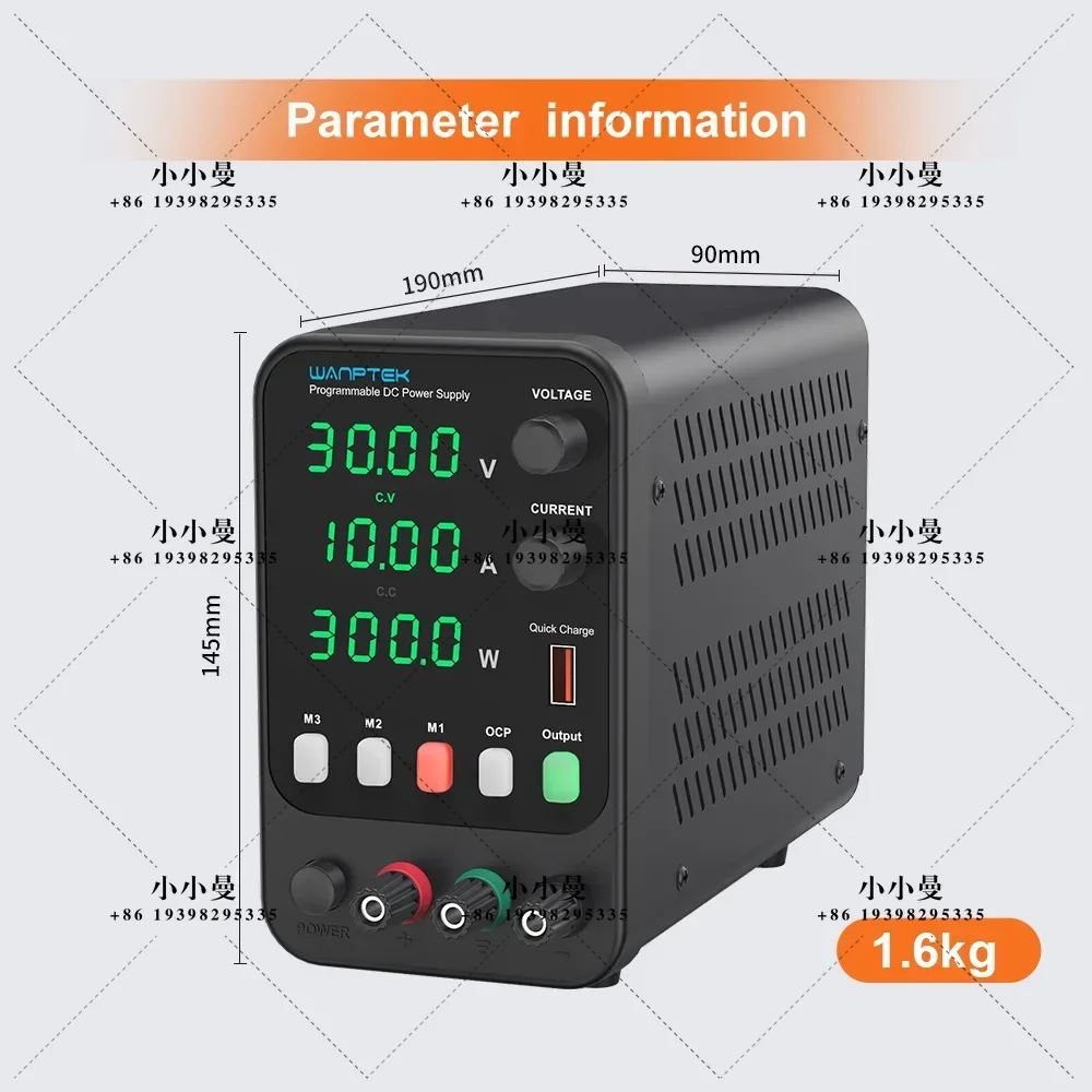 Wanptek 30V 5A 10A Switching Power Supply with 3 Groups Memory Storage Laboratory Work Regulated Power Supply Preset Current