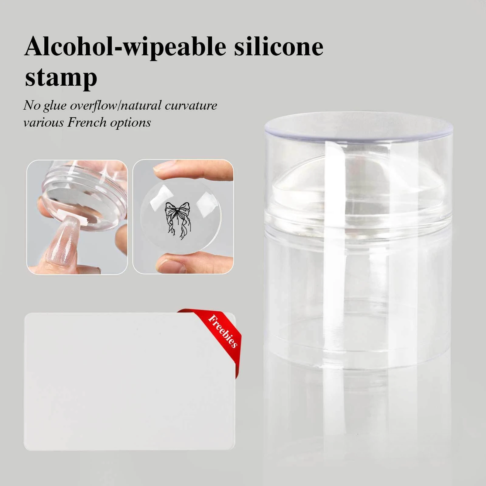 

Alcohol Wipeable High Transparency Nail Silicone Stamps with Lid Easy Pattern Transfer DIY Printing Stamp Manicure French Tool