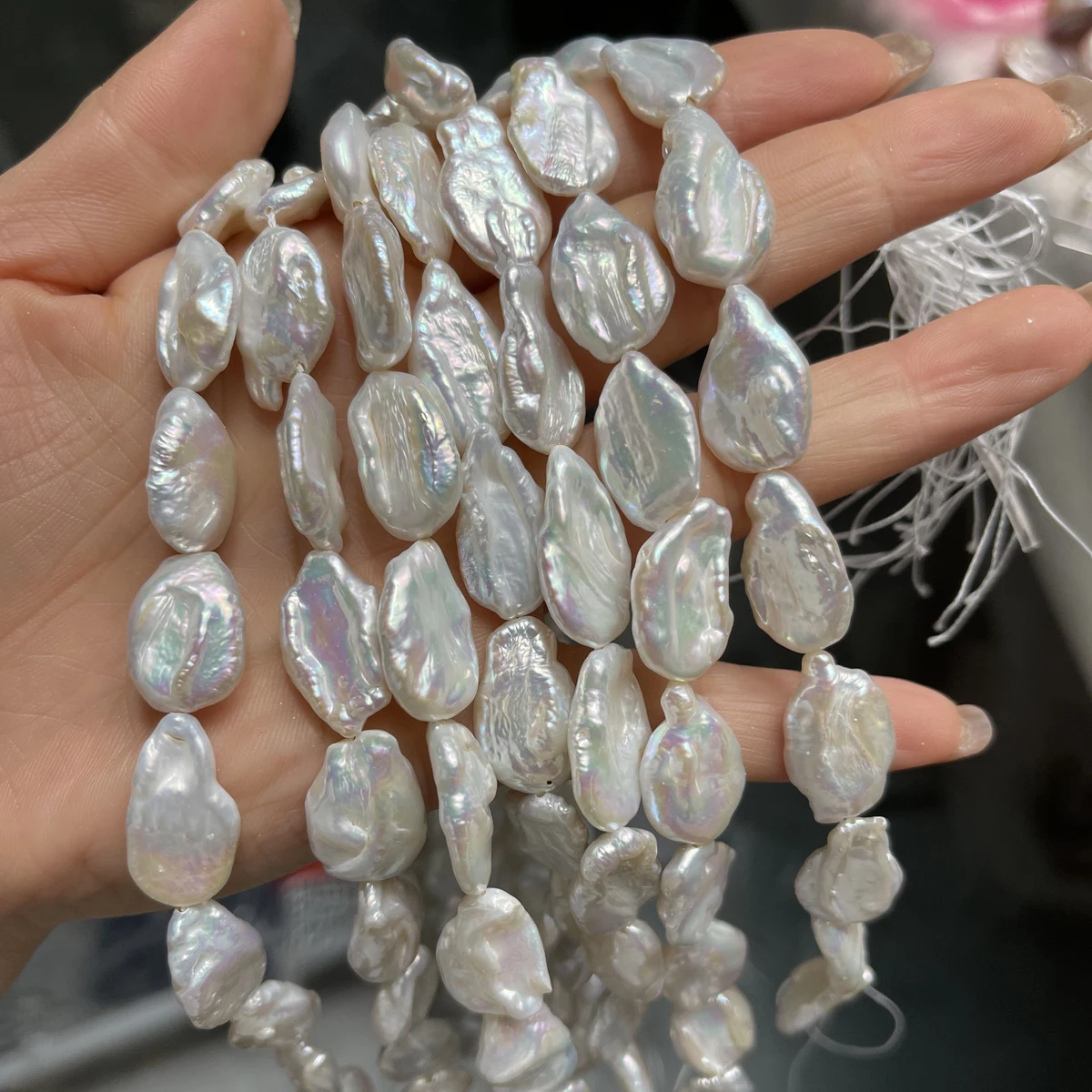 1string 12x18mm Natural Freshwater Pearl Baroque Water Drop Loose Beads for DIY Women Men Necklace Jewelry Making Accessories