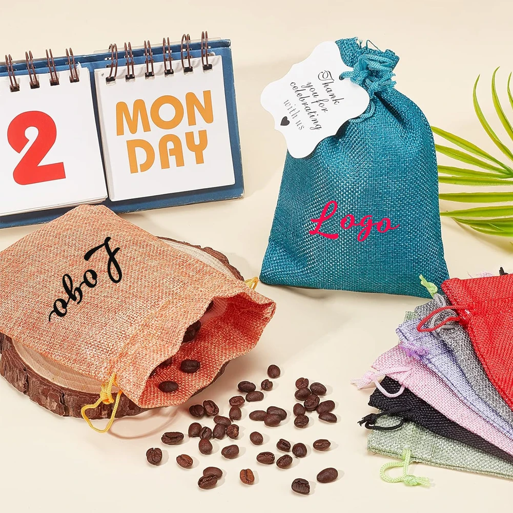 

100pcs 5x7'' Burlap Bags with Drawstring Gift Sachets Jewelry Pouches Sacks Linen Packing Storage for Wedding Party Shower Xmas