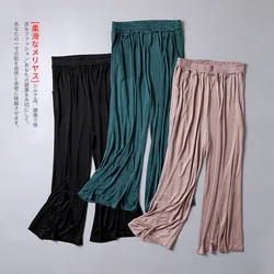 Women's 50% Silk 50% Viscose Knit Wide Leg Stretchy Loose Type Pants Trousers XL 2XL SG366