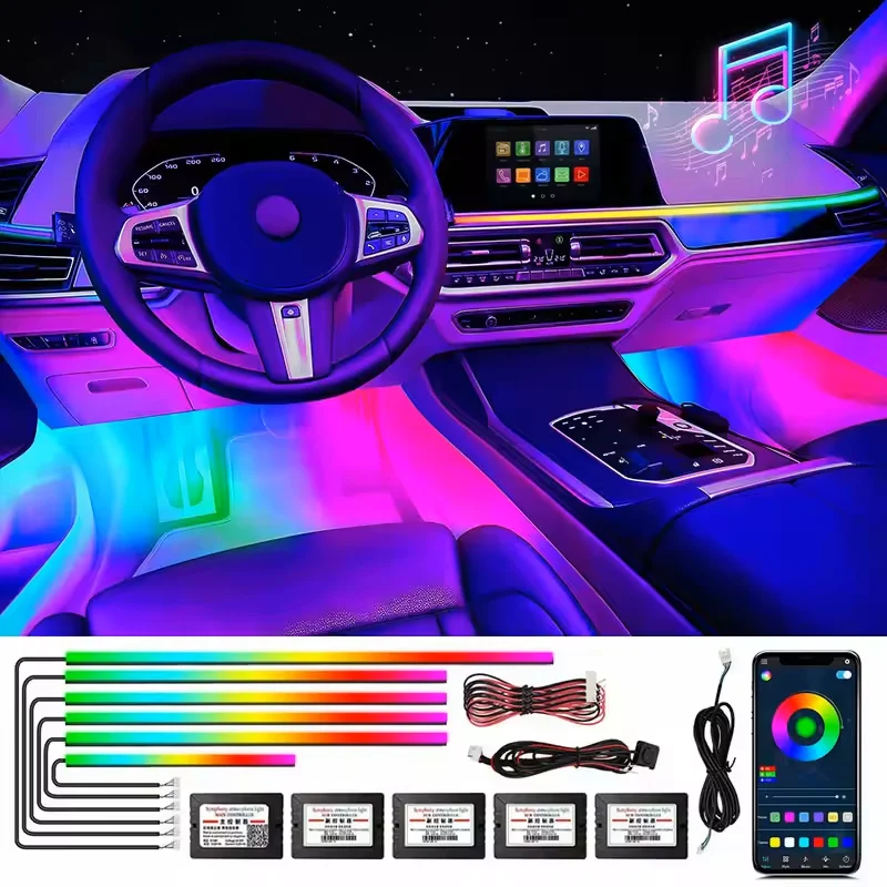 

LED 22 In 1 Neon Car Interior light Ambient Lights Decorative Acrylic Car Lamp For BMW Tesla Audi Toyota BYD Accessories