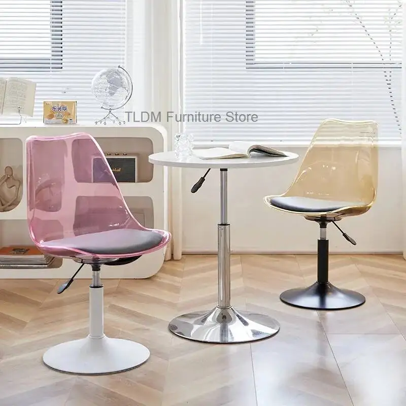 New Nordic Style Transparent Acrylic Office Chair， Adjustable Swivel Chair for Study Room and Home Office Decor