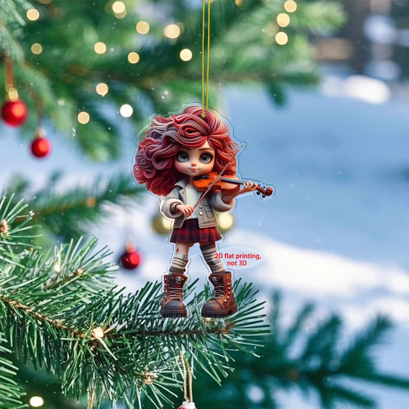 Cute Little Girl Playing Violin 2D Acrylic Keychain Multi-Functional Hanging  Backpack Car Ideal Birthday Gifts Spring Decor