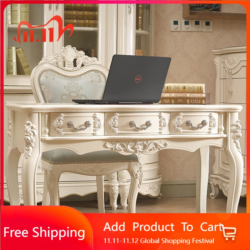 

Wooden Study Office Desk Decoration Luxury European Aesthetic Office Desk Bedroom Computer Mesas Escritorio Trendy Furniture