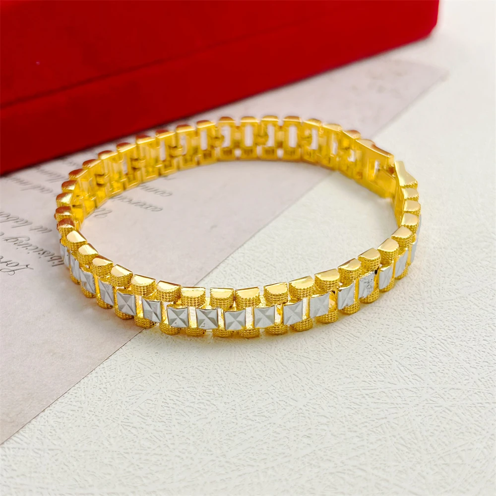 Ouro/Cor Prata Pulseiras para Homens Mulheres 10mm Largura Link Chain Bangle Bracelet 8 polegada Pulsera 2023 Nova Moda Jóias Bijoux